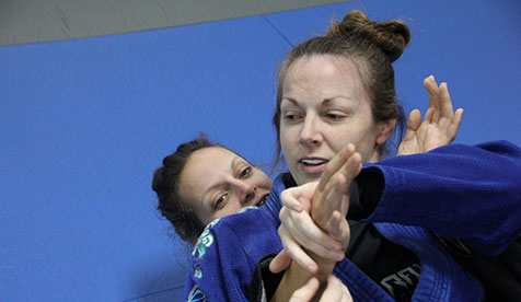 two women training brazilian jiu jitsu at Technique Lab Jiu Jitsu Academy in West Richland Washington